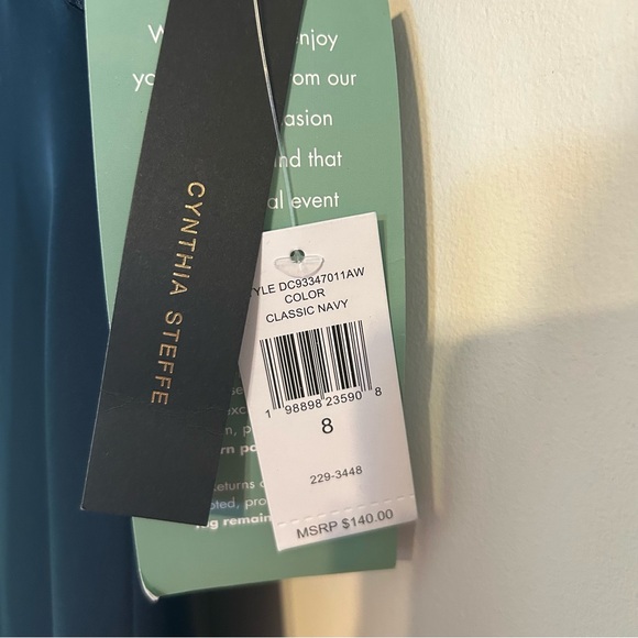 NWT Cynthia Steffe Navy Blue Long Dress Wedding Mother of Bride Groom Size 8 - Picture 6 of 10